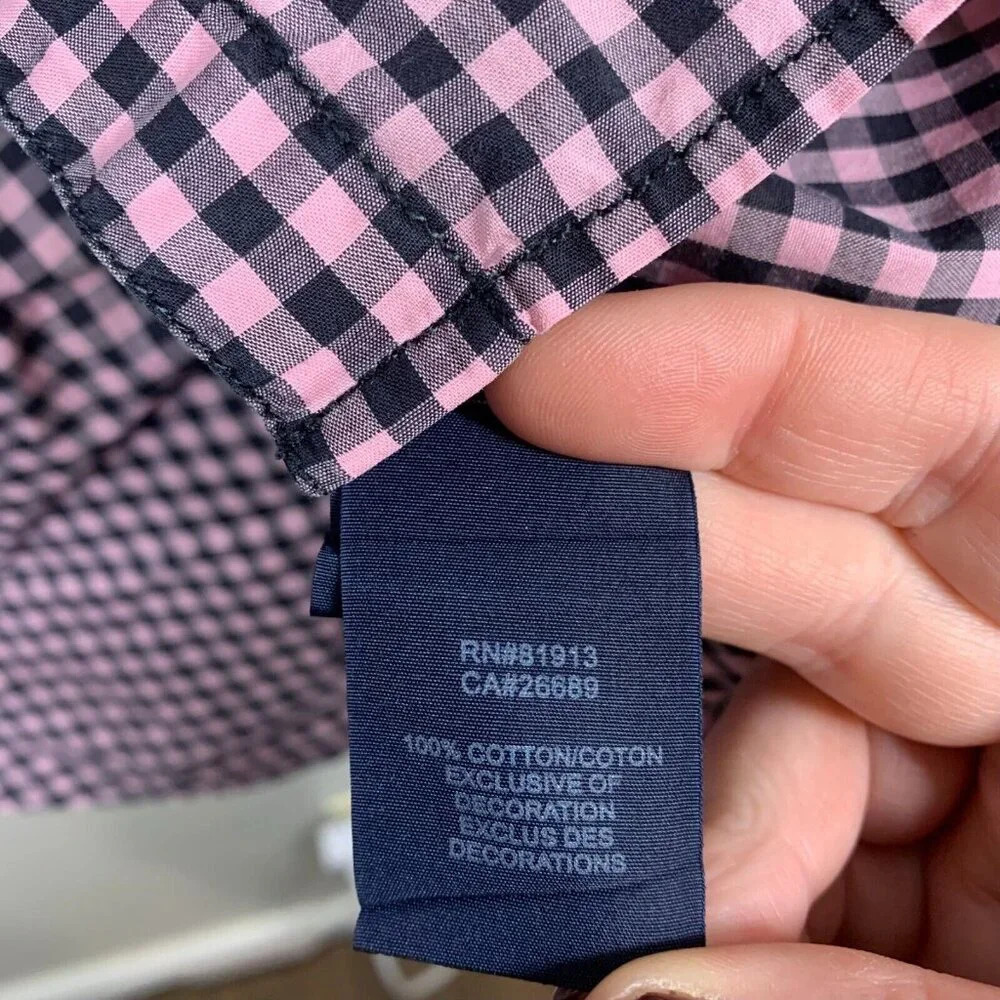 Robert Graham Button Up Shirt Size Medium Pink Black Gingham Plaid Check Preppy - Picture 9 of 12
